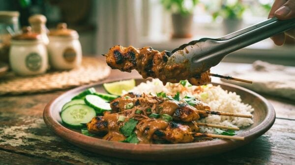 Indonesian Grilled Peanut Chicken Skewers